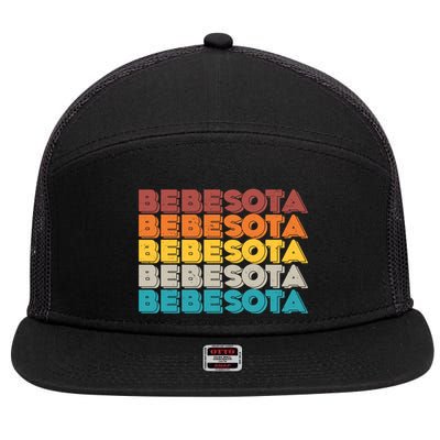 Retro Color Bebesota 7 Panel Mesh Trucker Snapback Hat