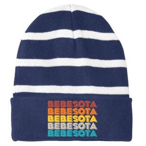 Retro Color Bebesota Striped Beanie with Solid Band