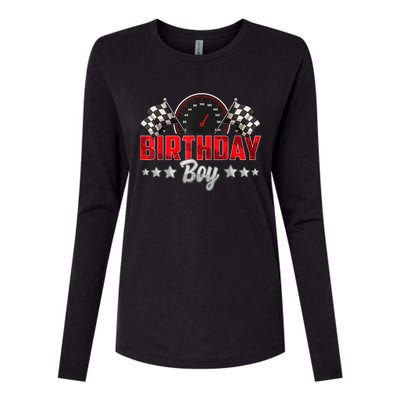 Race Car Birthday Party Racing Family Birthday Boy Pit Crew Womens Cotton Relaxed Long Sleeve T-Shirt