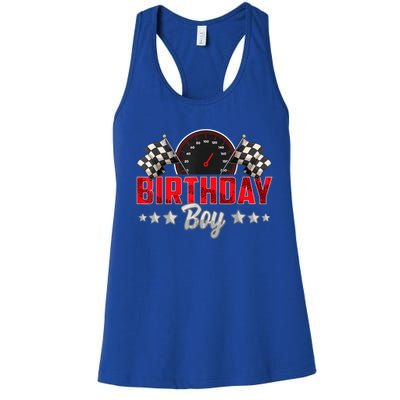 Race Car Birthday Party Racing Family Birthday Boy Pit Crew Women's Racerback Tank