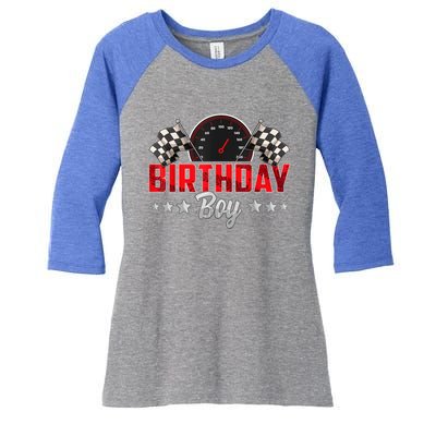 Race Car Birthday Party Racing Family Birthday Boy Pit Crew Women's Tri-Blend 3/4-Sleeve Raglan Shirt