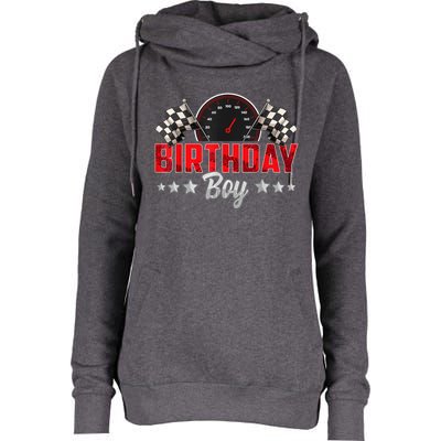 Race Car Birthday Party Racing Family Birthday Boy Pit Crew Womens Funnel Neck Pullover Hood