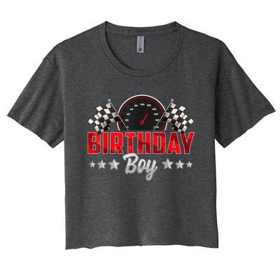 Race Car Birthday Party Racing Family Birthday Boy Pit Crew Women's Crop Top Tee