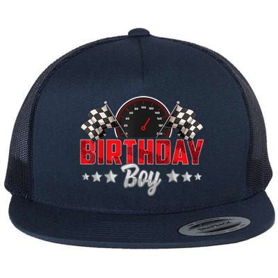 Race Car Birthday Party Racing Family Birthday Boy Pit Crew Flat Bill Trucker Hat