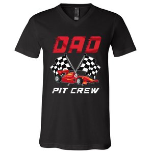 Race Car Birthday Party Racing Family Dad Pit Crew V-Neck T-Shirt