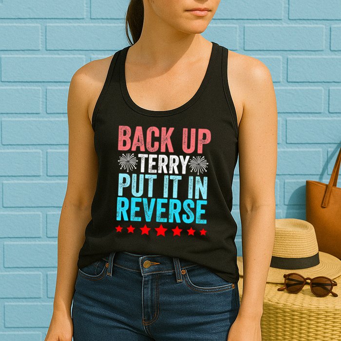 Retro Costume Back It Up Terry 4th Of July Fireworks Funny Womens Tank Top