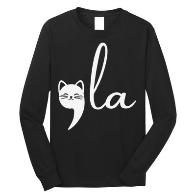 Retro Cat Comma La Kamala Harris For President 2024 Election Gift Long Sleeve Shirt