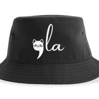 Retro Cat Comma La Kamala Harris For President 2024 Election Gift Sustainable Bucket Hat