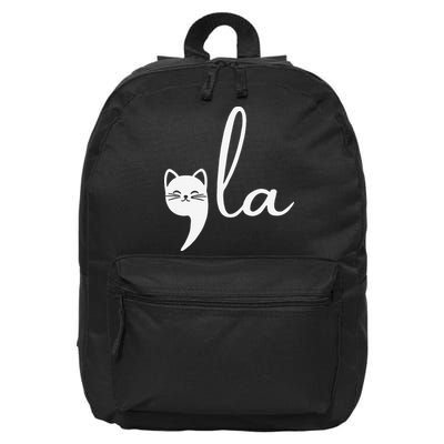 Retro Cat Comma La Kamala Harris For President 2024 Election Gift 16 in Basic Backpack