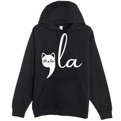 Retro Cat Comma La Kamala Harris For President 2024 Election Gift Premium Pullover Hoodie