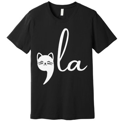 Retro Cat Comma La Kamala Harris For President 2024 Election Gift Premium T-Shirt