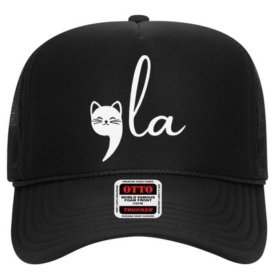 Retro Cat Comma La Kamala Harris For President 2024 Election Gift Trucker Hat