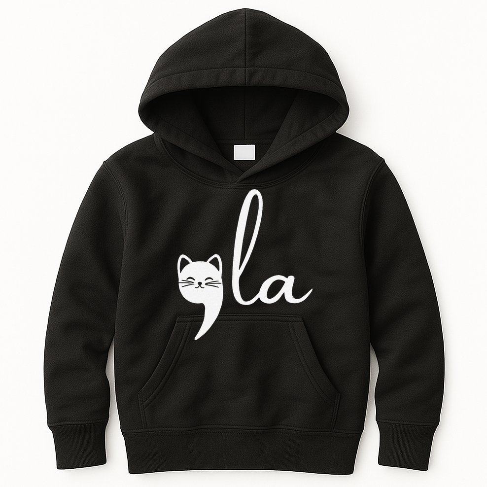Retro Cat Comma La Kamala Harris For President 2024 Election Gift Kids Hoodie