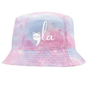 Retro Cat Comma La Kamala Harris For President 2024 Election Gift Tie-Dyed Bucket Hat