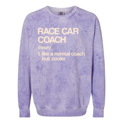 Race Car Coach Definition Funny Auto Racing Humor Sports Car Funny Gift Colorblast Crewneck Sweatshirt