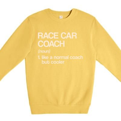 Race Car Coach Definition Funny Auto Racing Humor Sports Car Funny Gift Premium Crewneck Sweatshirt