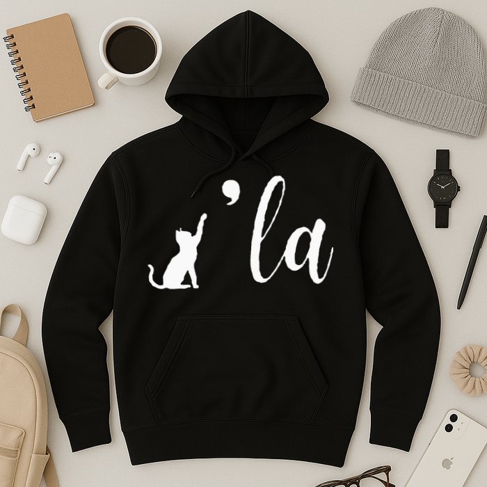 Retro Cat Comma La Kamala Harris For President 2024 Election Hoodie