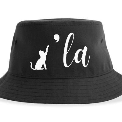 Retro Cat Comma La Kamala Harris For President 2024 Election Sustainable Bucket Hat