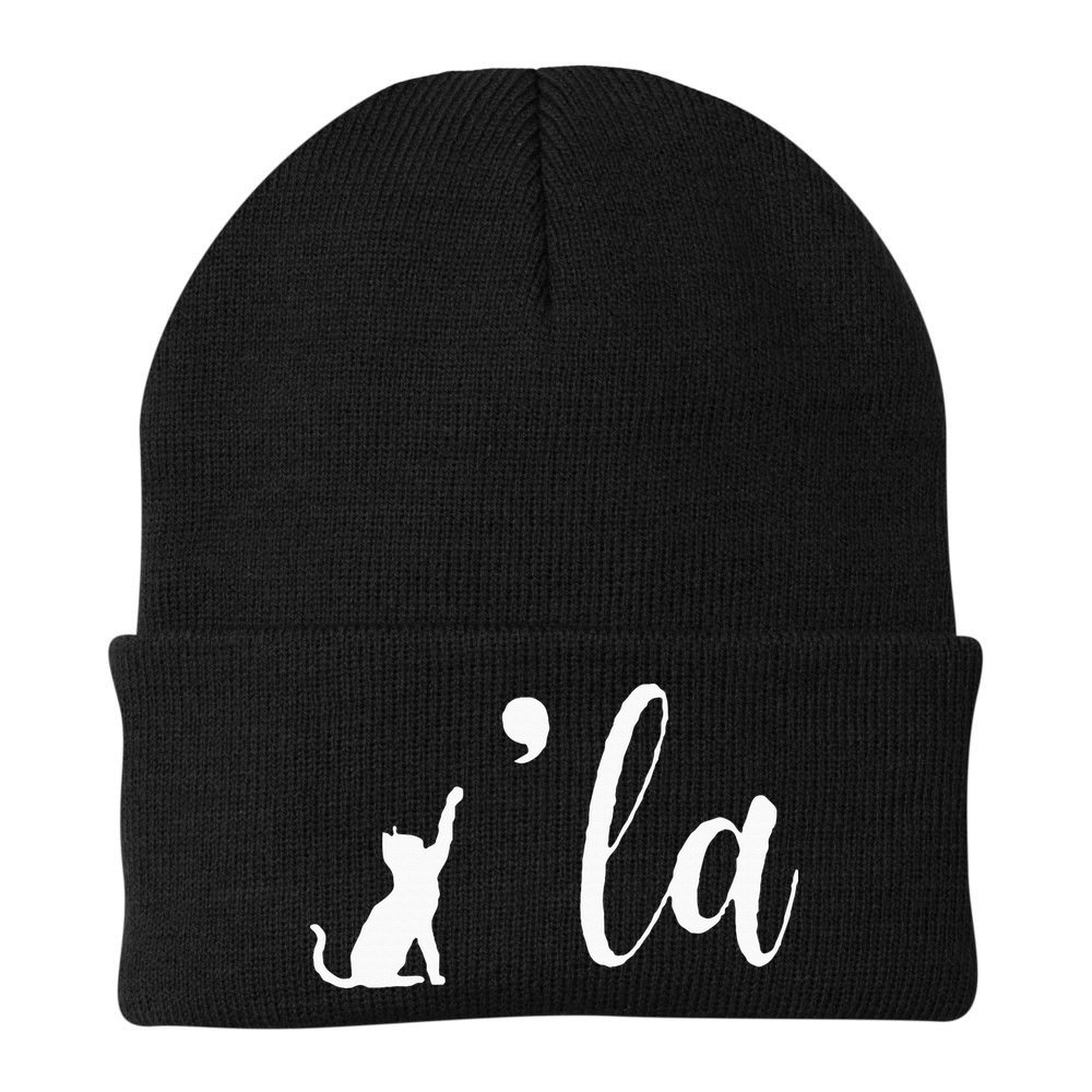 Retro Cat Comma La Kamala Harris For President 2024 Election Beanie