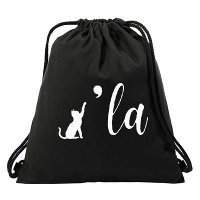 Retro Cat Comma La Kamala Harris For President 2024 Election Drawstring Bag