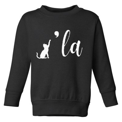 Retro Cat Comma La Kamala Harris For President 2024 Election Toddler Sweatshirt