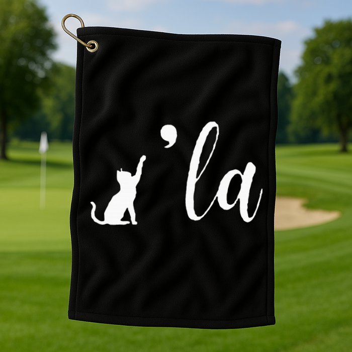 Retro Cat Comma La Kamala Harris For President 2024 Election Golf Towel