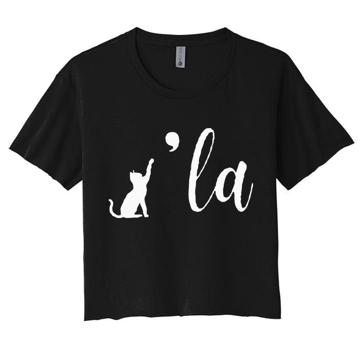Retro Cat Comma La Kamala Harris For President 2024 Election Women's Crop Top Tee