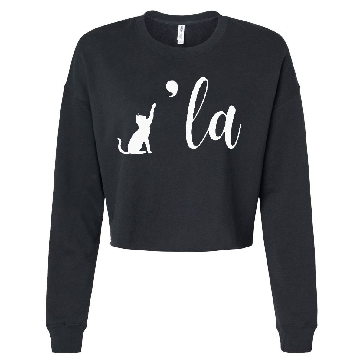 Retro Cat Comma La Kamala Harris For President 2024 Election Cropped Pullover Crew