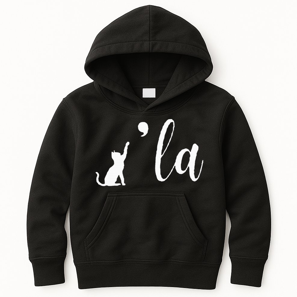 Retro Cat Comma La Kamala Harris For President 2024 Election Kids Hoodie