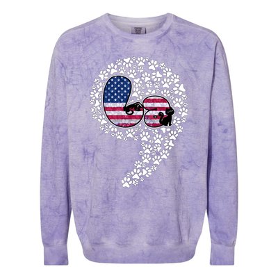 Retro Commala Comma Cat Lady Kamala Harris American Flag Great Gift Colorblast Crewneck Sweatshirt