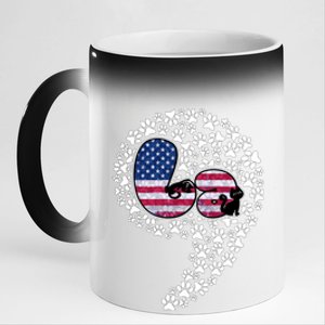 Retro Commala Comma Cat Lady Kamala Harris American Flag Great Gift 11oz Black Color Changing Mug