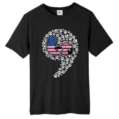 Retro Commala Comma Cat Lady Kamala Harris American Flag Great Gift Tall Fusion ChromaSoft Performance T-Shirt