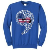 Retro Commala Comma Cat Lady Kamala Harris American Flag Great Gift Sweatshirt