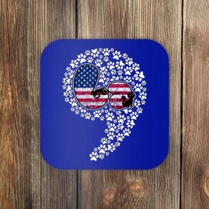 Retro Commala Comma Cat Lady Kamala Harris American Flag Great Gift Coaster