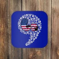 Retro Commala Comma Cat Lady Kamala Harris American Flag Great Gift Coaster