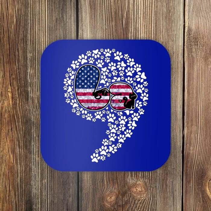 Retro Commala Comma Cat Lady Kamala Harris American Flag Great Gift Coaster