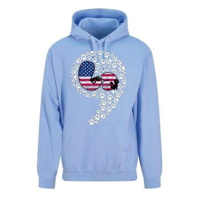 Retro Commala Comma Cat Lady Kamala Harris American Flag Great Gift Unisex Surf Hoodie