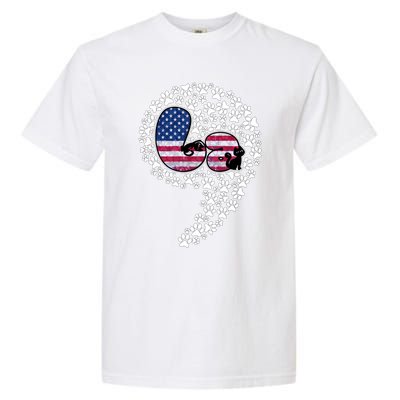 Retro Commala Comma Cat Lady Kamala Harris American Flag Great Gift Garment-Dyed Heavyweight T-Shirt