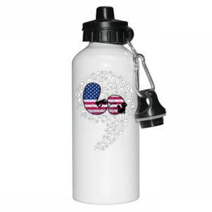 Retro Commala Comma Cat Lady Kamala Harris American Flag Great Gift Aluminum Water Bottle