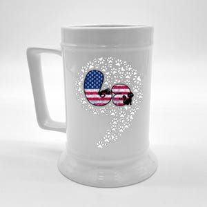 Retro Commala Comma Cat Lady Kamala Harris American Flag Great Gift Beer Stein