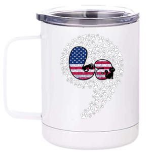 Retro Commala Comma Cat Lady Kamala Harris American Flag Great Gift 12 oz Stainless Steel Tumbler Cup