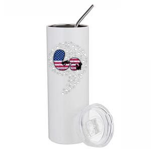 Retro Commala Comma Cat Lady Kamala Harris American Flag Great Gift Stainless Steel Tumbler