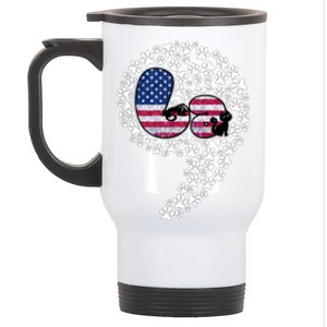 Retro Commala Comma Cat Lady Kamala Harris American Flag Great Gift Stainless Steel Travel Mug