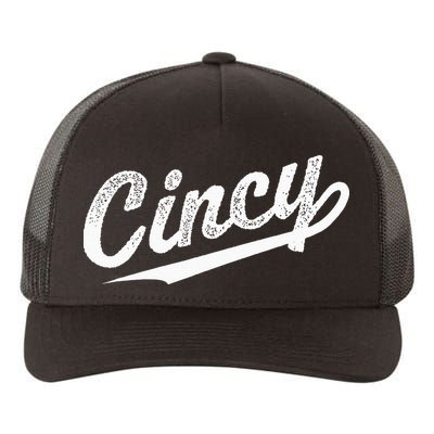 Retro Cincy Cincinnati Ohio Vintage Cursive Script Throwback Yupoong Adult 5-Panel Trucker Hat
