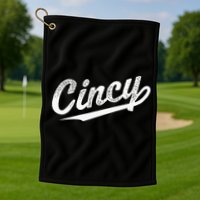Retro Cincy Cincinnati Ohio Vintage Cursive Script Throwback Golf Towel