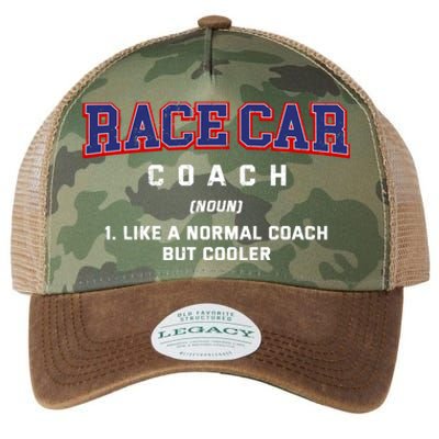 Race Car Coach Definition Funny Auto Racing Humor Sports Car Gift Legacy Tie Dye Trucker Hat