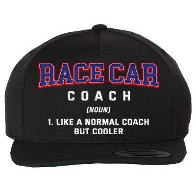 Race Car Coach Definition Funny Auto Racing Humor Sports Car Gift Wool Snapback Cap