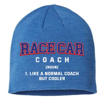 Race Car Coach Definition Funny Auto Racing Humor Sports Car Gift Sustainable Beanie