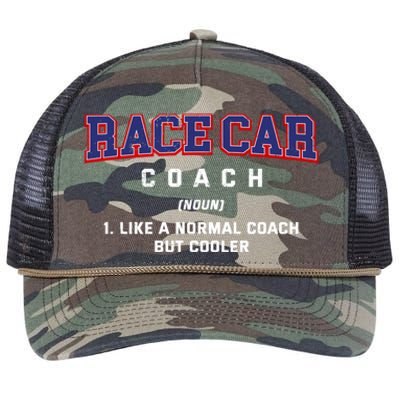 Race Car Coach Definition Funny Auto Racing Humor Sports Car Gift Retro Rope Trucker Hat Cap