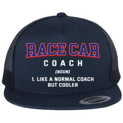 Race Car Coach Definition Funny Auto Racing Humor Sports Car Gift Flat Bill Trucker Hat